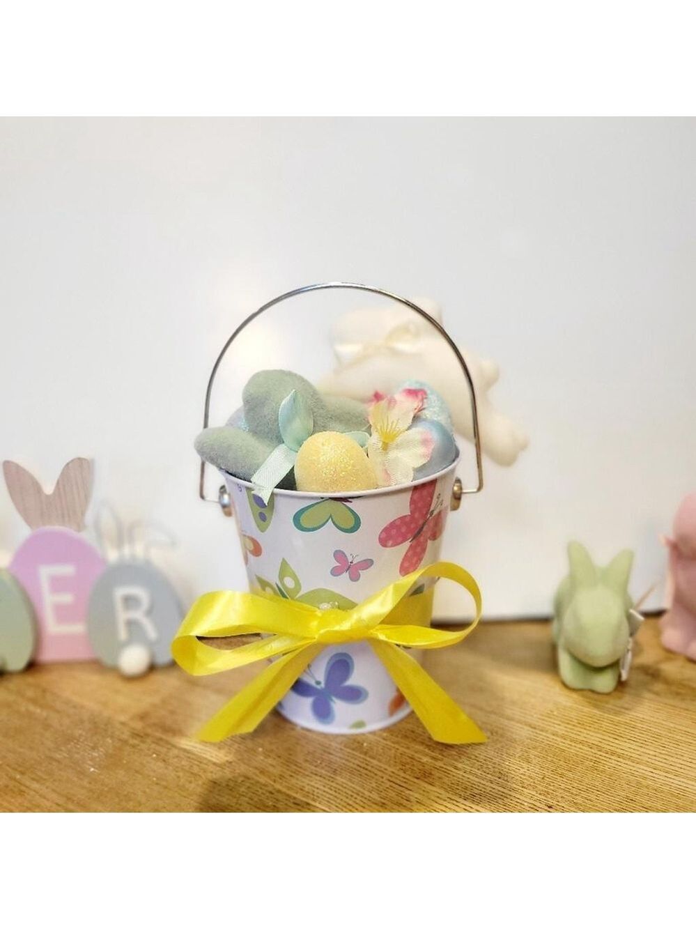 Colorful Easter Bucket Home Decor Table